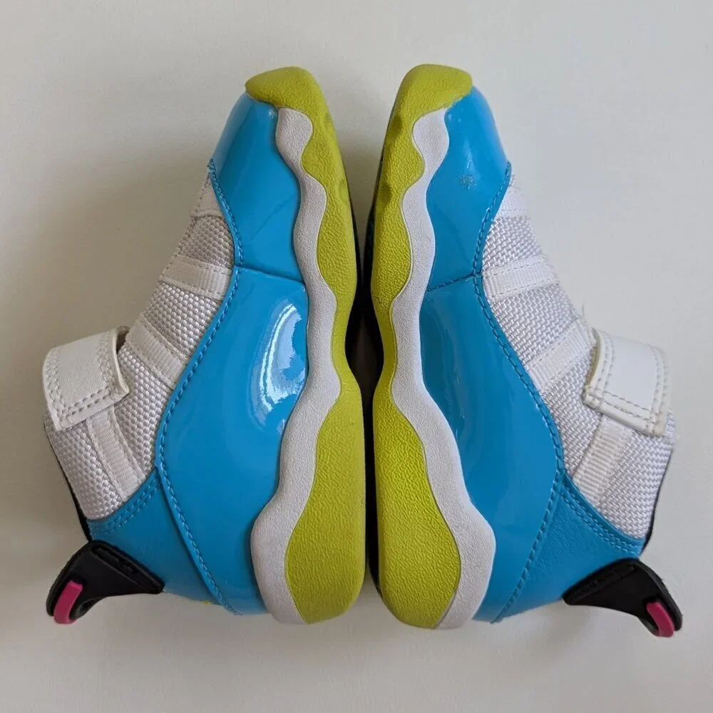 Nike Air Jordan 6 Rings Toddler Sneakers Size 5C White Light Blue Fury-Cyber